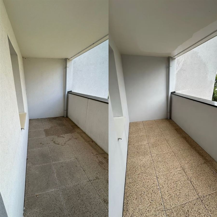 Vorher-Nachher-Vergleich einer Terrassenreinigung